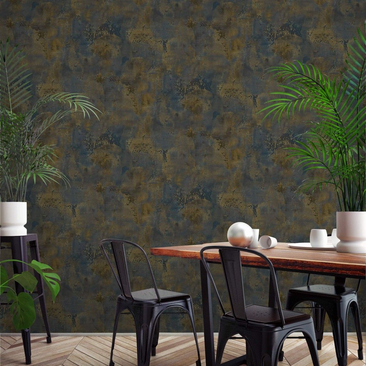Galvanised Texture Industrial Plaster Wallpaper 186402